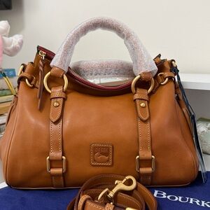 Dooney & Bourke Caramel Leather Satchel with Tassel